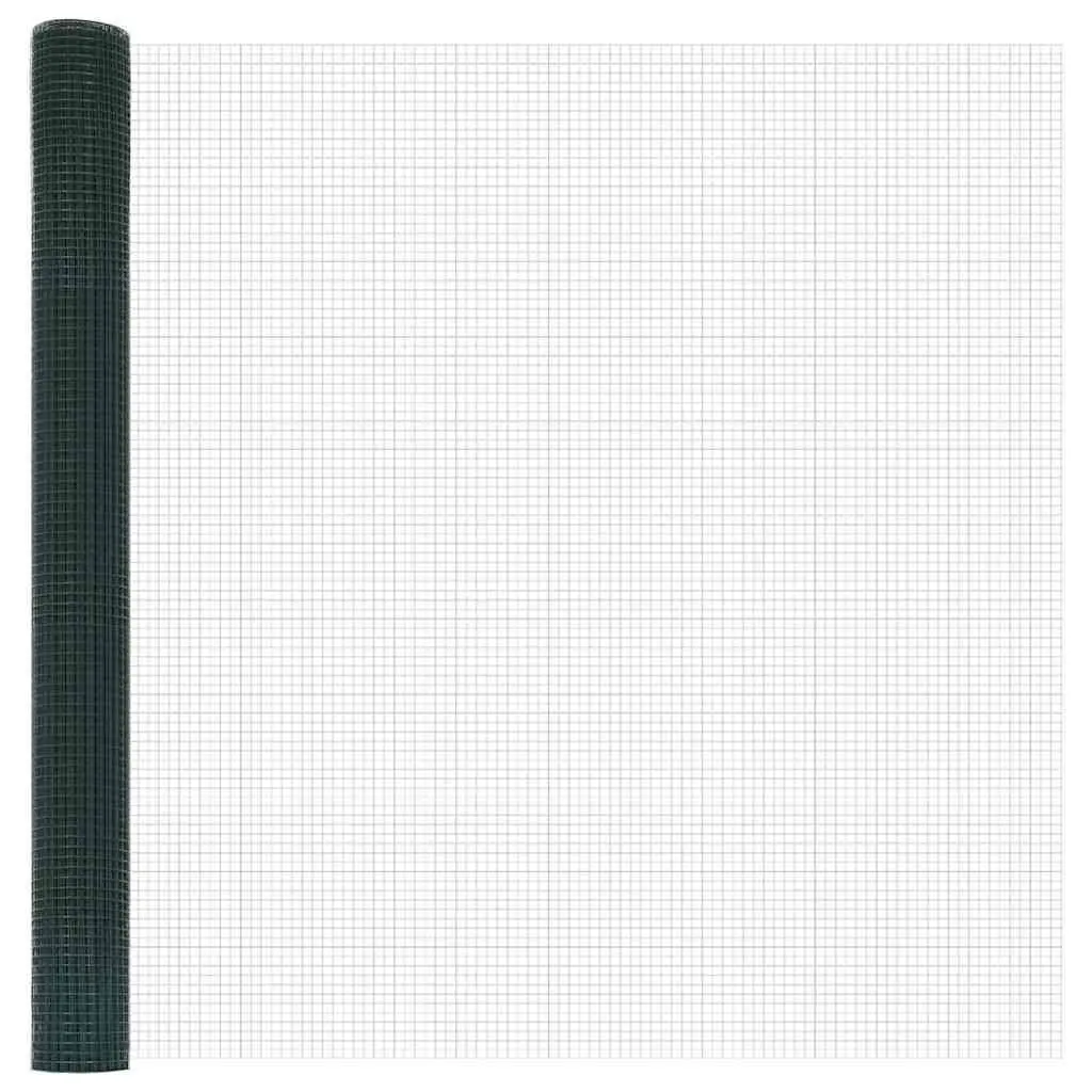 Welded Wire Fence Panel Green PVC-Coated Steel 25m x 1.5m Durable Garden Barrier