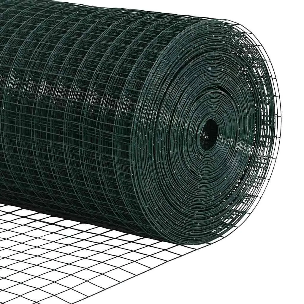 Welded Wire Fence Panel Green PVC-Coated Steel 25m x 1.5m Durable Garden Barrier
