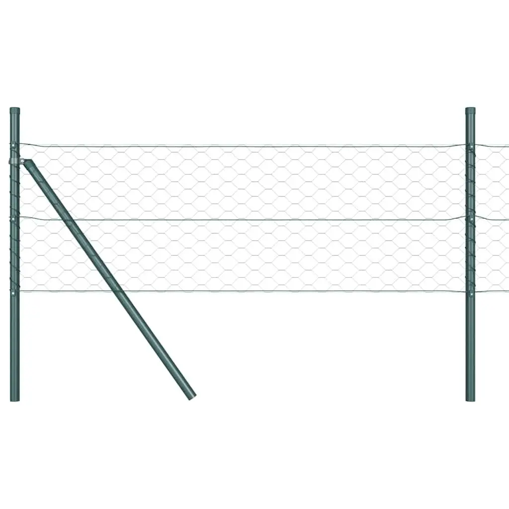 Hexagonal Steel Mesh Fence Ground Fix Green PVC-Coated 25m x 1m Outdoor Garden