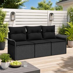3-Piece Black Garden Sofa Set, Perfect for Any Outdoor Setting