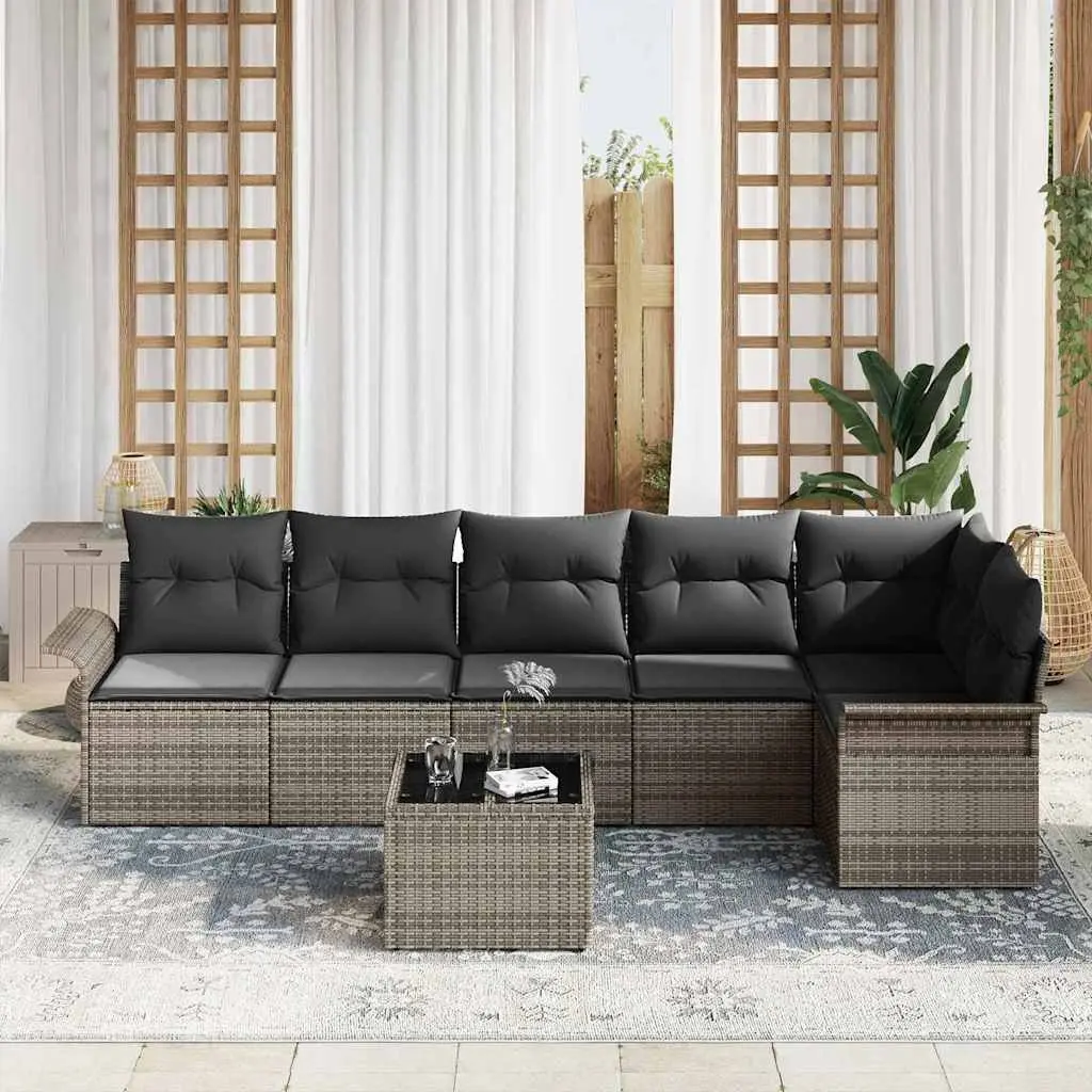 Outdoor Garden Sofa Set 7 Pcs Modular Patio Lounge Furniture Grey