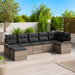 Versatile 7-Piece Outdoor Sofa Set in Grey Rattan
