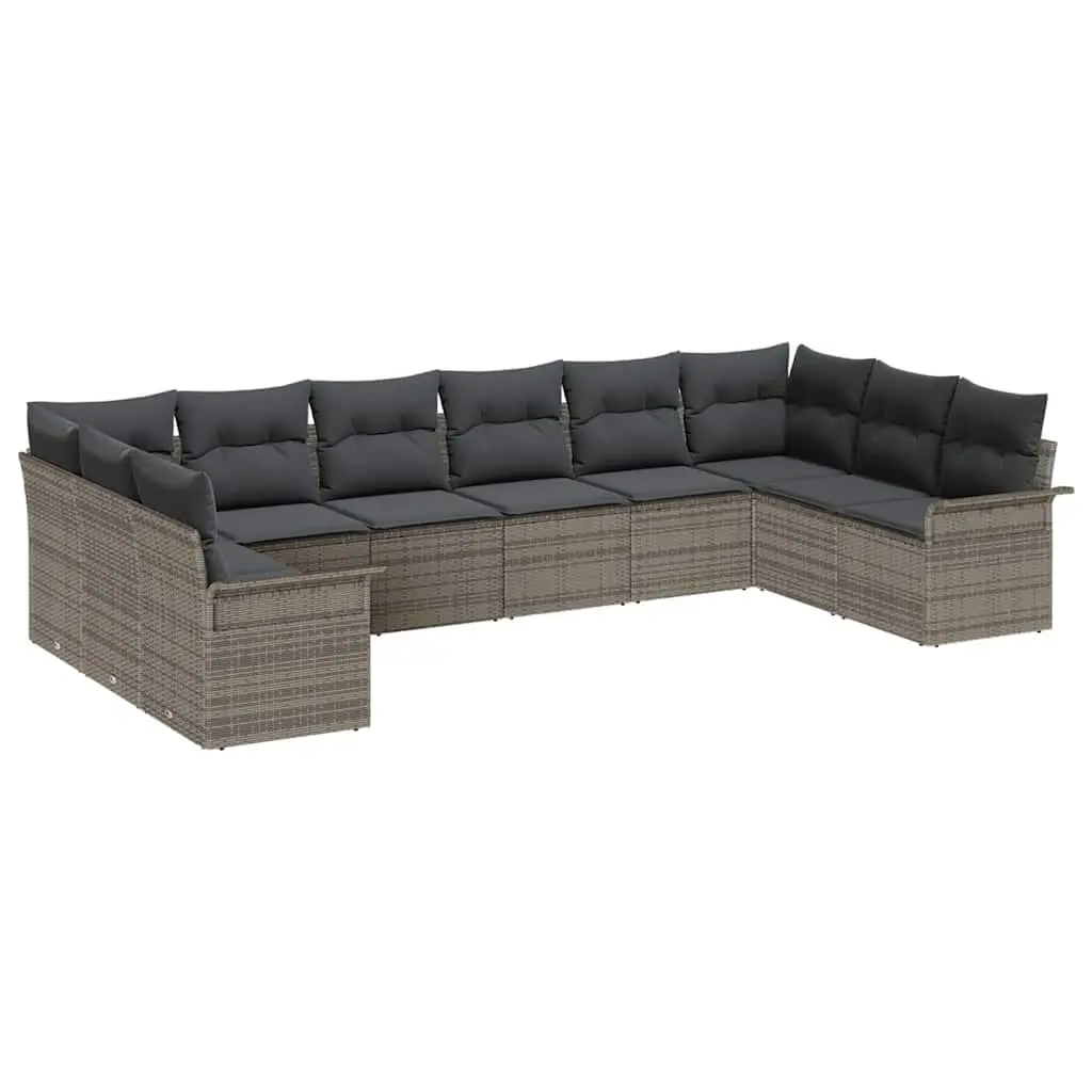 Modular Garden Sofa Set Poly Rattan 10 Piece Outdoor Patio Furniture Grey