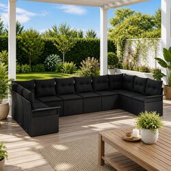 Practical 10-Piece Black Sofa Set for Your Garden