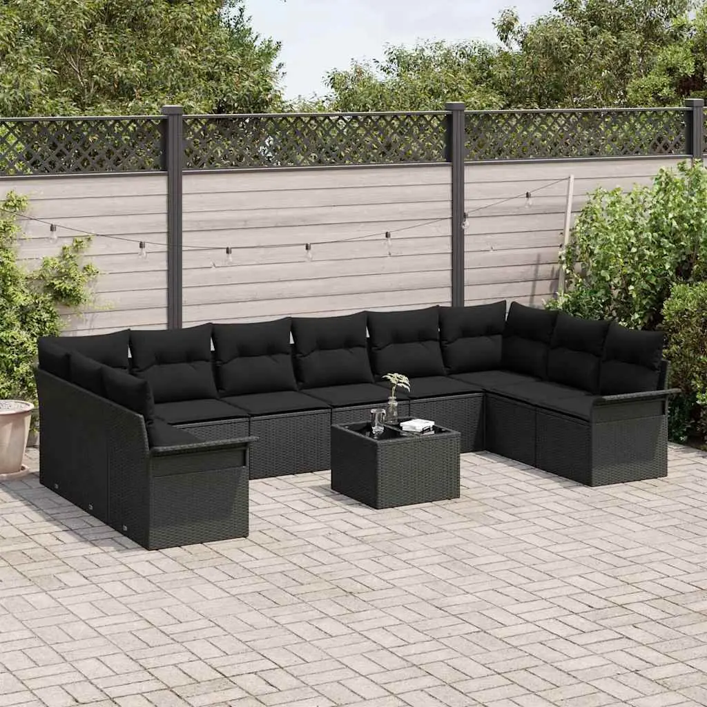 Modular Garden Sofa Set 11-Piece Poly Rattan Outdoor Furniture with Cushions