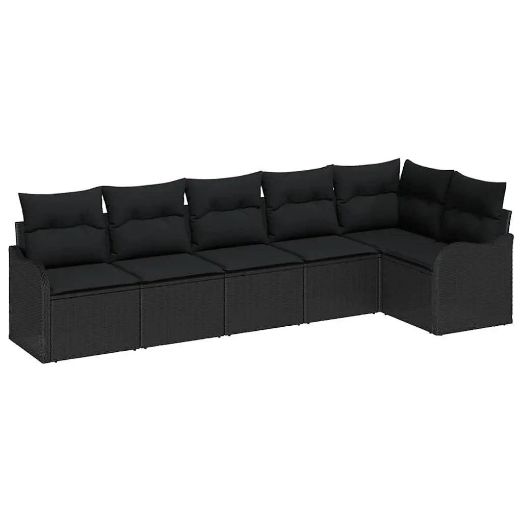 Outdoor Garden Sofa Set Modular Black Poly Rattan 6 Piece