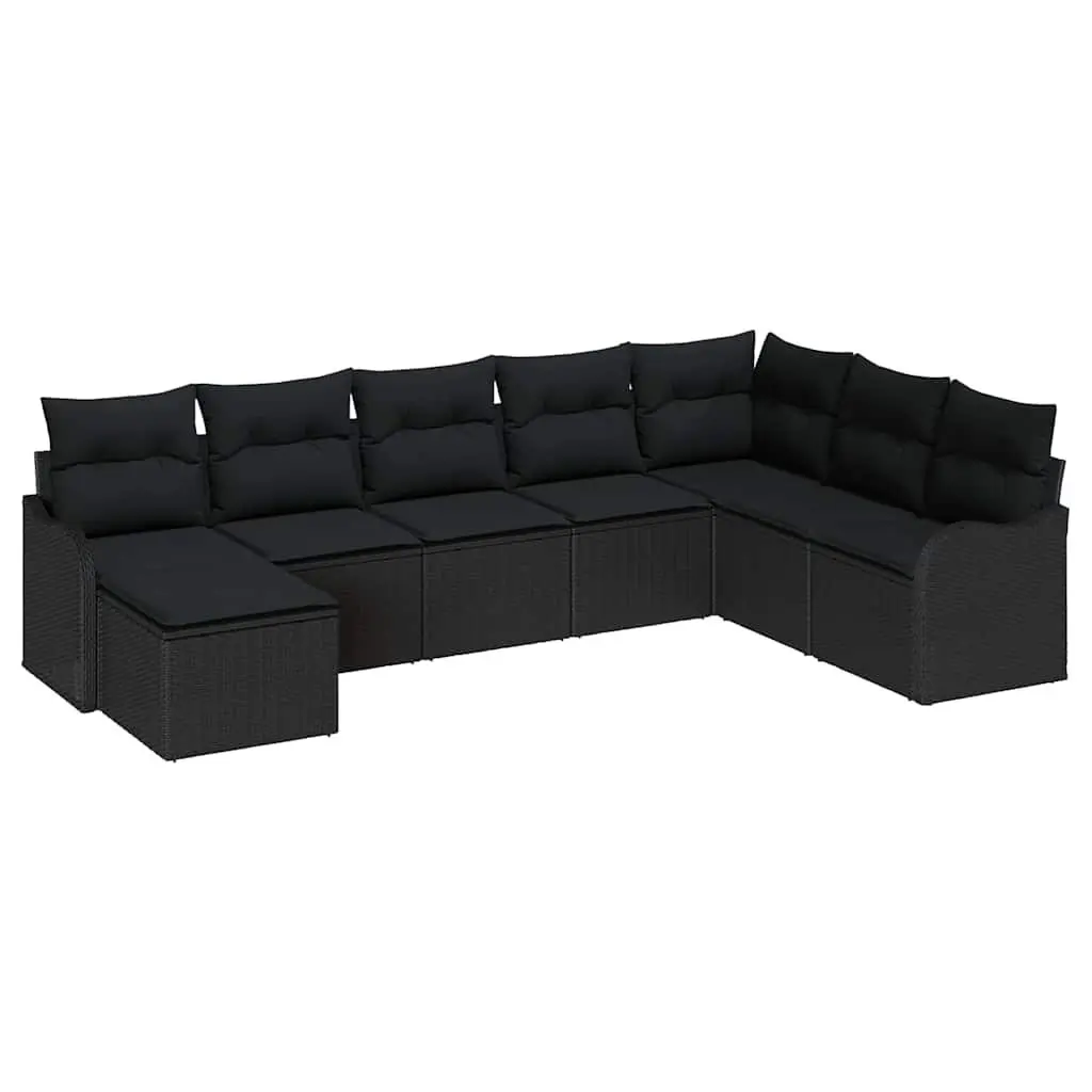 Garden Sofa Set Modular Poly Rattan 8 Pieces Black