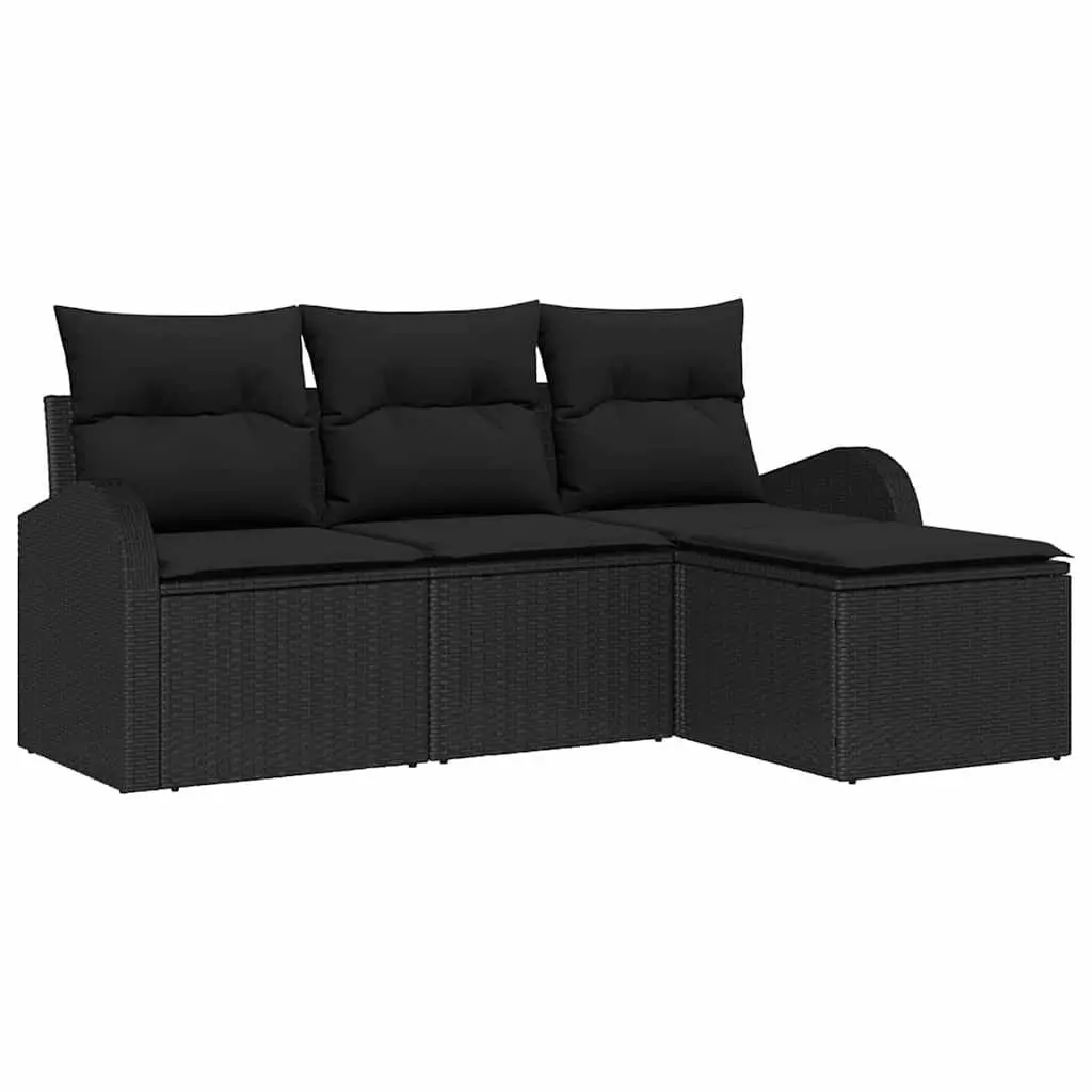 Outdoor Garden Sofa Set Poly Rattan Modular 4 Piece Black