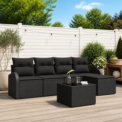 Outdoor Sofa Set 6 Piece Garden Furniture Modular Rattan Lounge with Storage