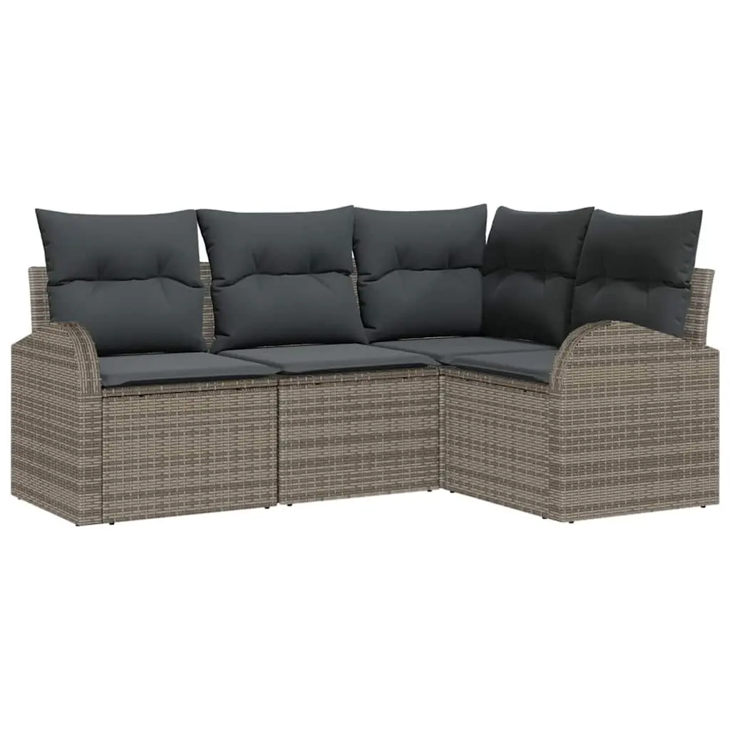 Garden Sofa Set 4 Piece Outdoor Furniture Grey Poly Rattan Modular Patio Seating
