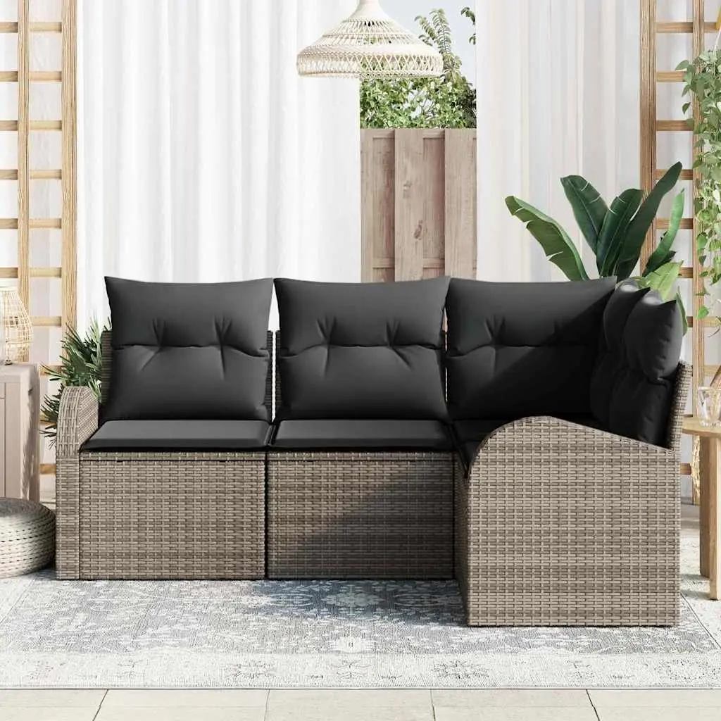 Garden Sofa Set 4 Piece Outdoor Furniture Grey Poly Rattan Modular Patio Seating