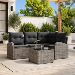 Versatile 5-Piece Grey Sofa Set for Outdoor Living