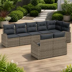 Perfect for Balconies: 8-Piece Grey Garden Sofa Set