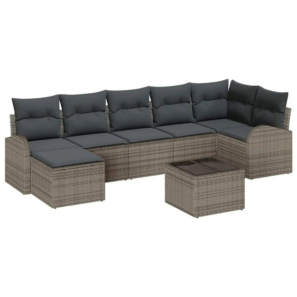 Grey Poly Rattan Outdoor Sofa Set 8 Pieces Modular Garden Furniture with