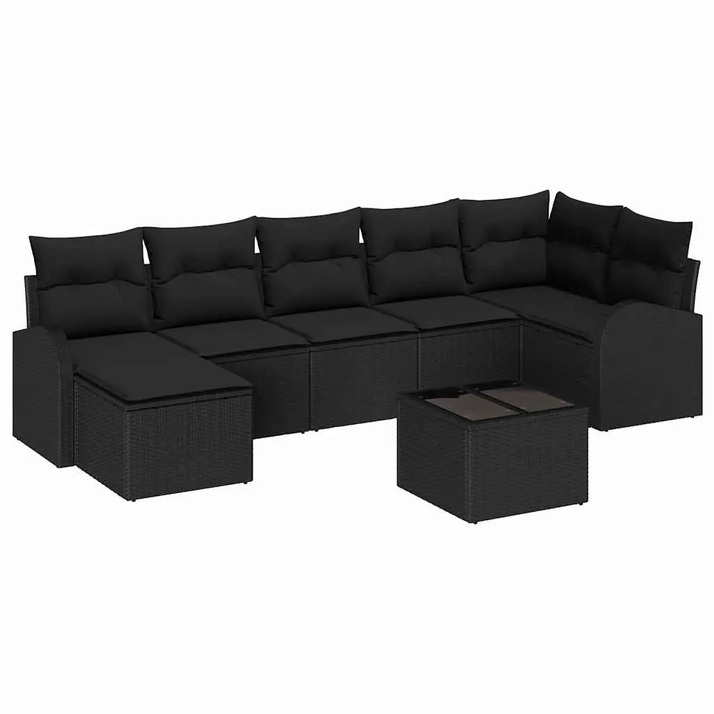 Outdoor Sofa Set Poly Rattan 8 Pieces Modular Garden Furniture Black