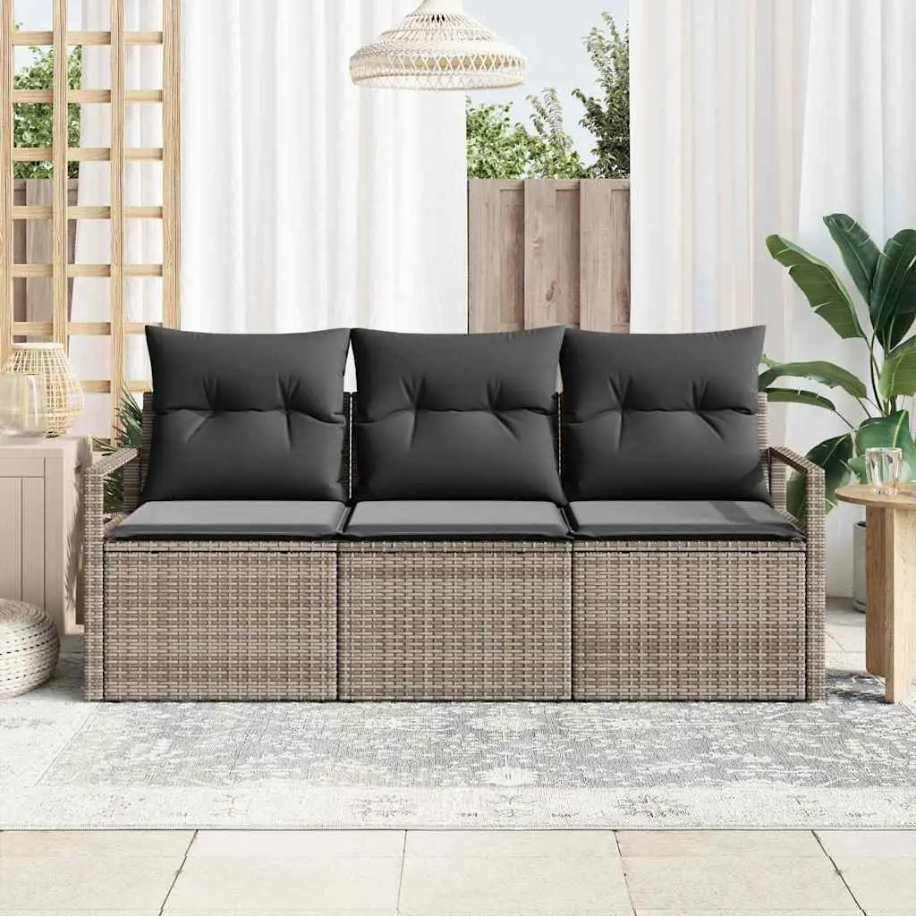 Outdoor Garden Sofa Set Poly Rattan 3 Piece Grey Patio Seating Lounge Furniture