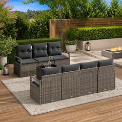 Practical Grey Modular Garden Sofa Set for Outdoor Use