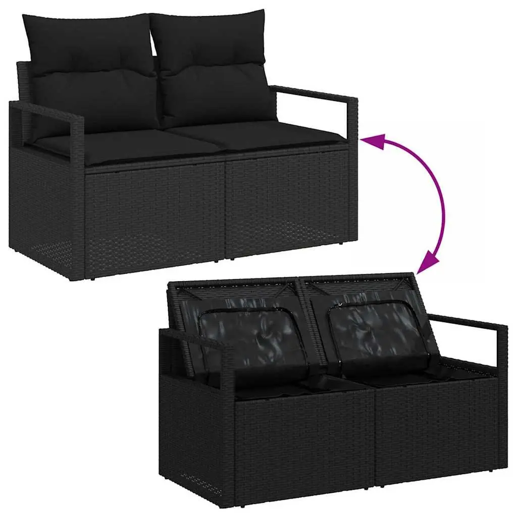 Outdoor Sofa Set Modular Poly Rattan 4 Piece Black