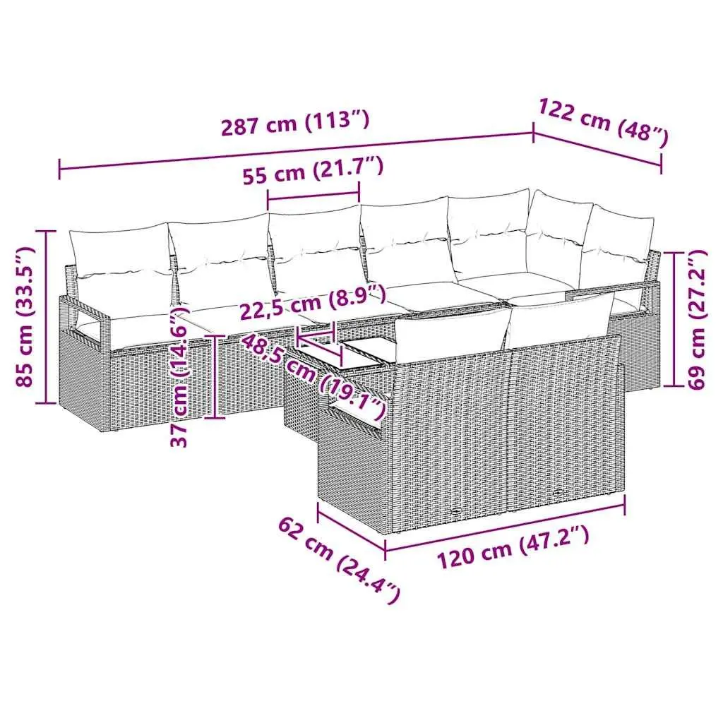 9-Piece Sofa Set for Outdoor Gatherings