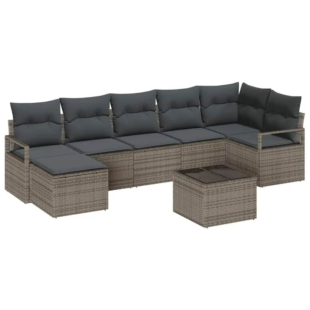 Outdoor Sofa Set Poly Rattan Modular 8 Pieces Light Grey