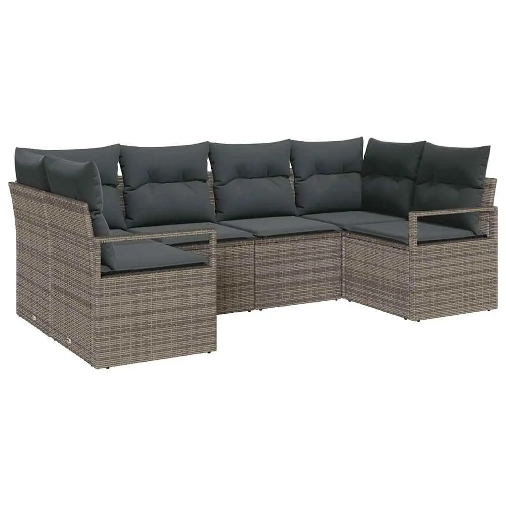 Garden Sofa Set Modular Poly Rattan 6 Piece Grey Outdoor Seating Patio Furniture