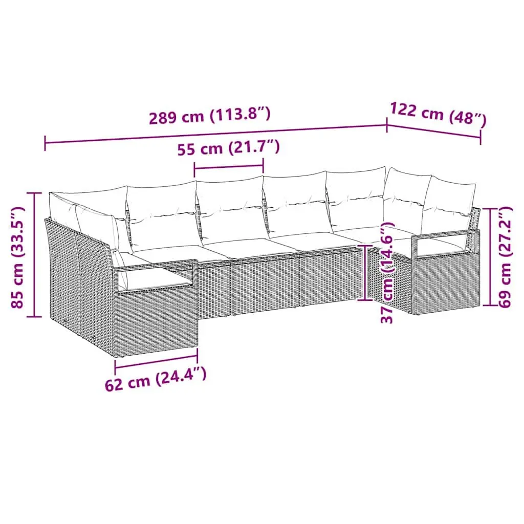 7 Piece Outdoor Garden Sofa Set Modular Poly Rattan Black