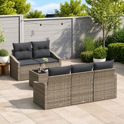 Outdoor Sofa Set 6 pcs Modular Garden Seating with Storage Compartments Grey