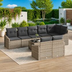 Light Grey 9-Piece Outdoor Sofa Set for Gardens and Patios