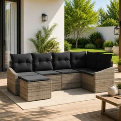 Practical 6-Seater Outdoor Sofa Set with Storage Benches
