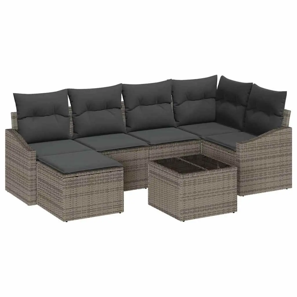 Garden Dining Set 7 Piece Light Grey Outdoor Patio Table Chairs Setting