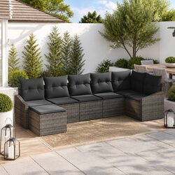 Perfect for Patios: 7-Piece Garden Sofa Set in Grey