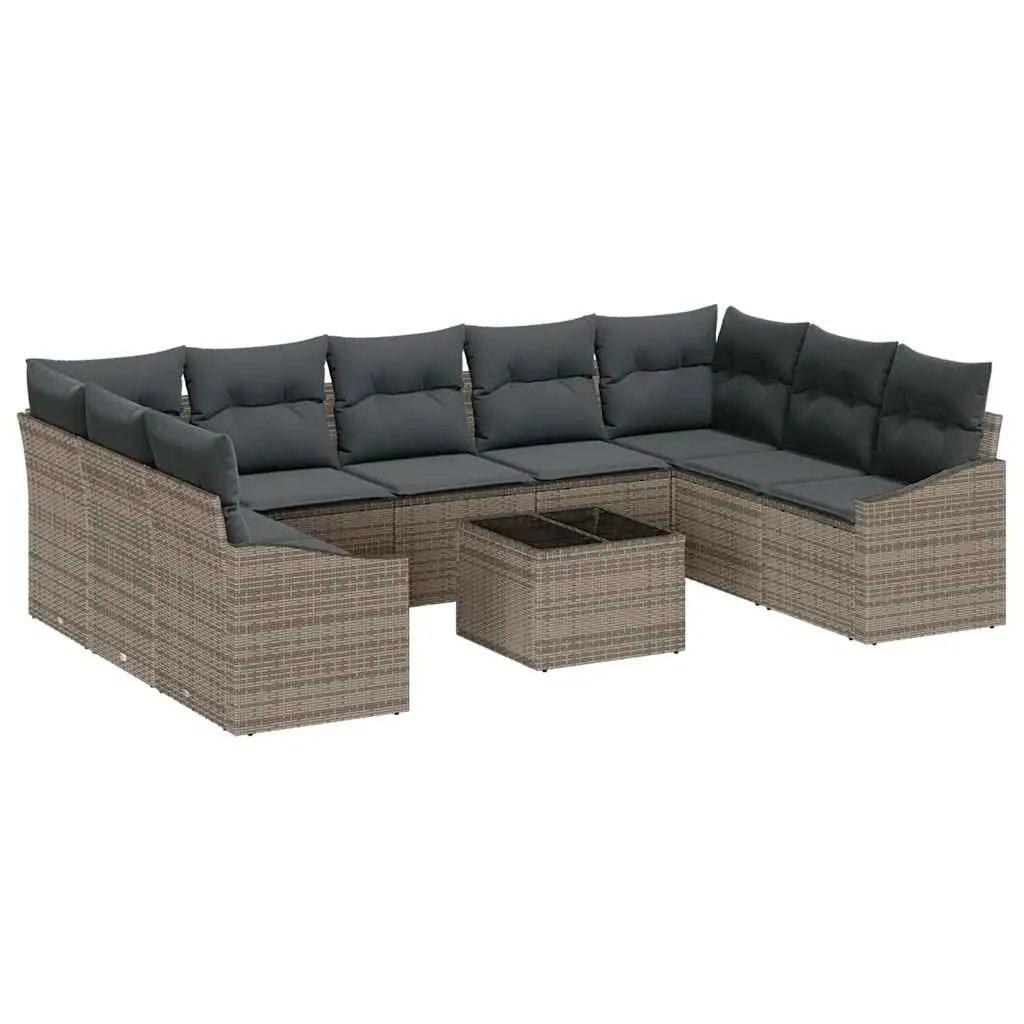 Modular Garden Sofa Set Poly Rattan Light Grey with Storage