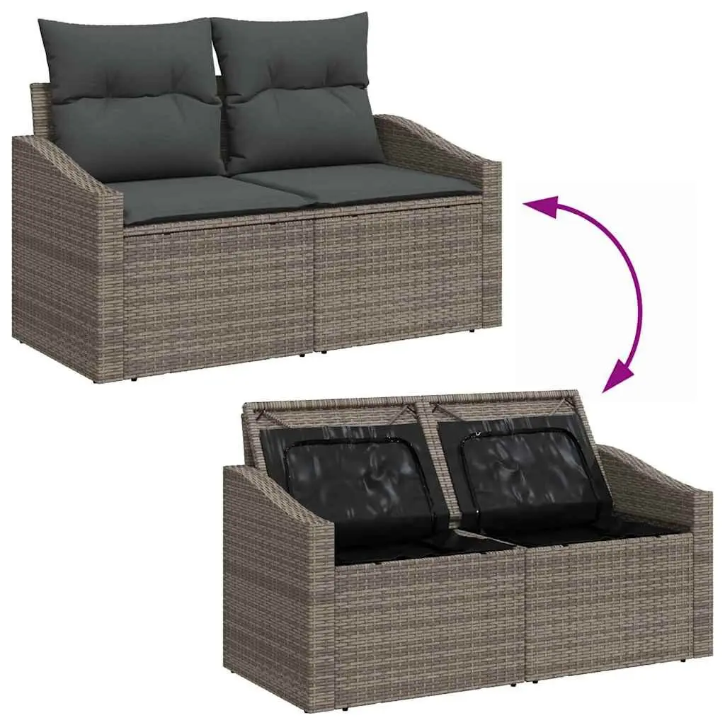Modular Garden Sofa Set Poly Rattan Light Grey with Storage