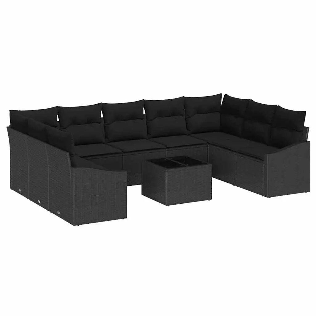 Modular Garden Sofa Set with Storage Black Poly Rattan Outdoor Furniture Lounge