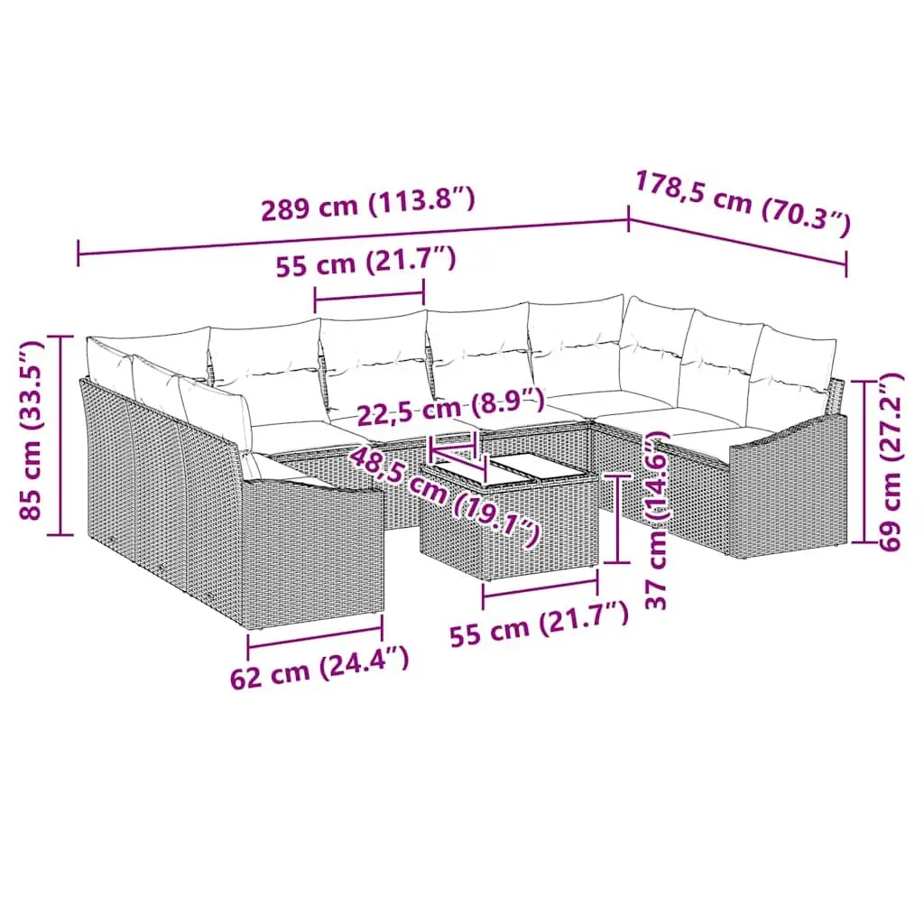 Modular Garden Sofa Set with Storage Black Poly Rattan Outdoor Furniture Lounge