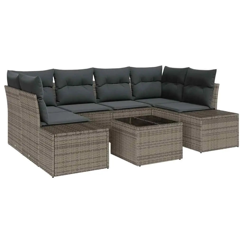 8 Piece Outdoor Garden Sofa Set Modular Poly Rattan Furniture Grey with Storage