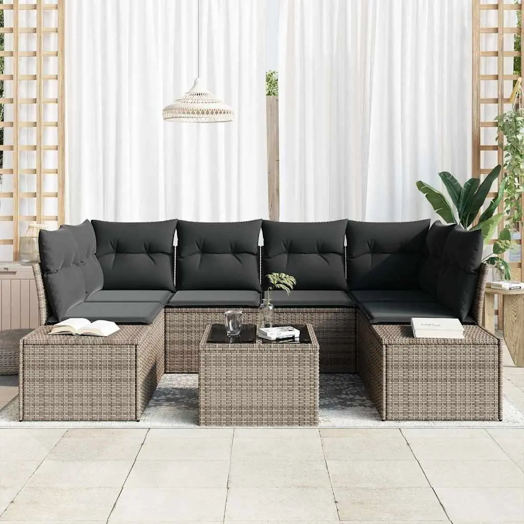 8 Piece Outdoor Garden Sofa Set Modular Poly Rattan Furniture Grey with Storage