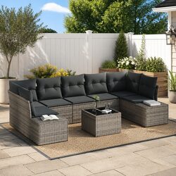 Practical 8-Piece Grey Sofa Set for Outdoor Living
