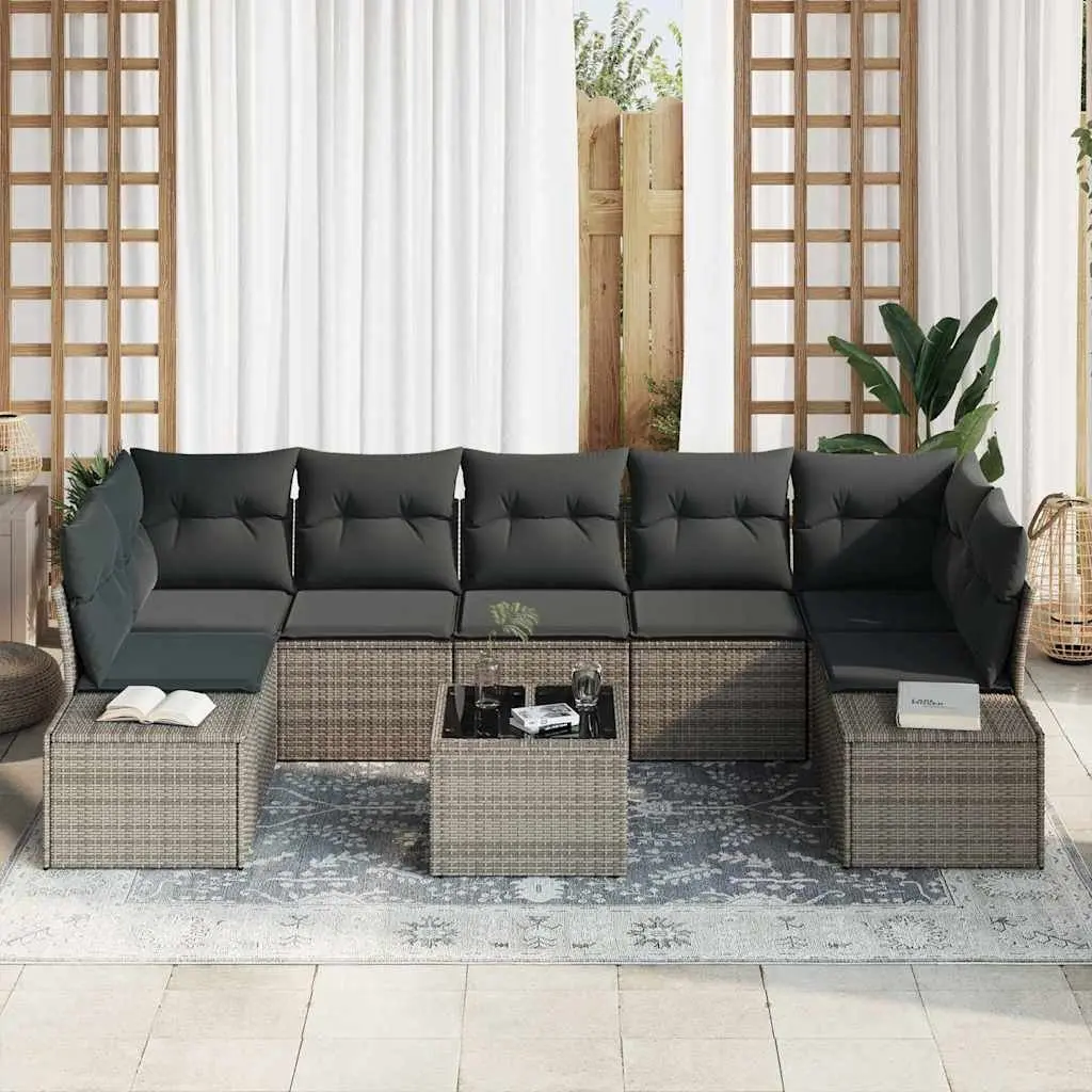 8-Piece Grey Sofa Set for Outdoor Living