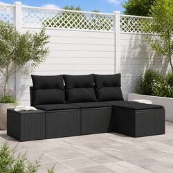 Practical Modular Black Sofa Set for Garden Relaxation