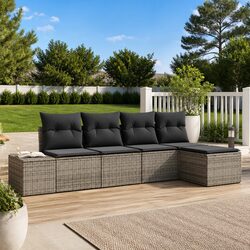 Practical Grey 5 Piece Outdoor Sofa Set for Any Space