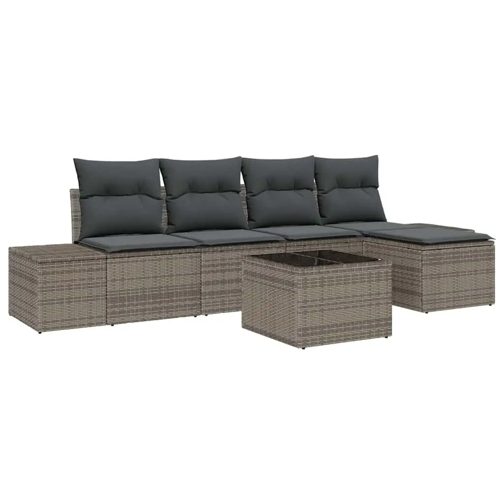 Outdoor Sofa Set Modular Poly Rattan 5 Piece Light Grey