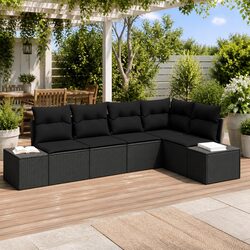 Versatile 5-Piece Black Rattan Garden Sofa Set