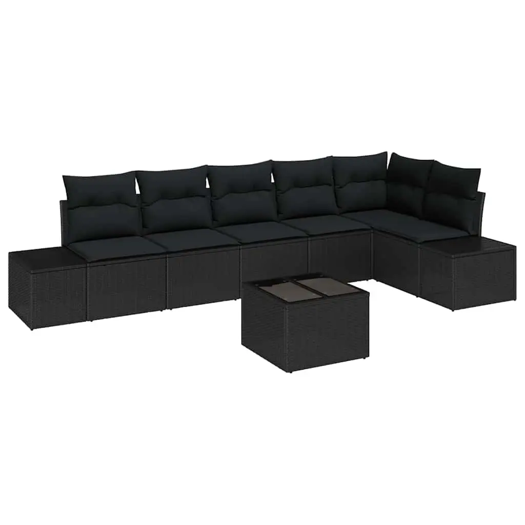 Modular Garden Sofa Set with Storage Outdoor Furniture Patio Lounge Black