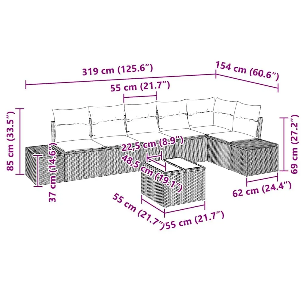 Modular Garden Sofa Set with Storage Outdoor Furniture Patio Lounge Black