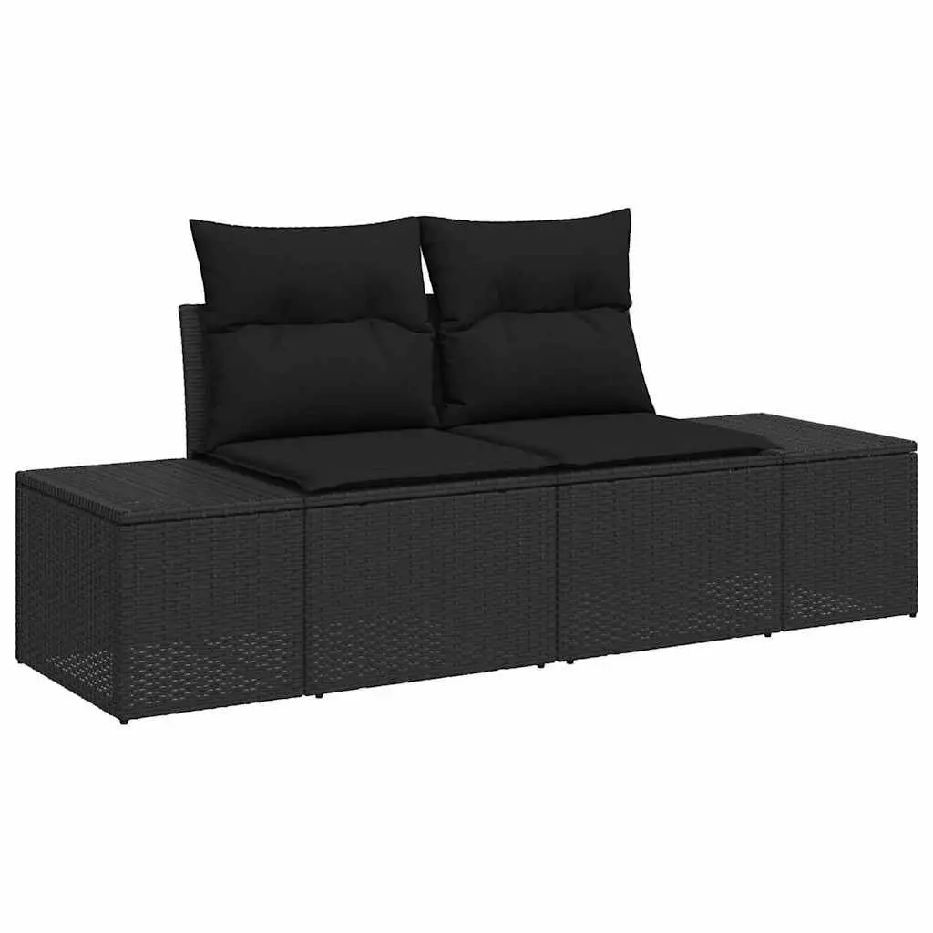 Garden Sofa Set 6 Piece Outdoor Furniture Poly Rattan Black Patio Sectional