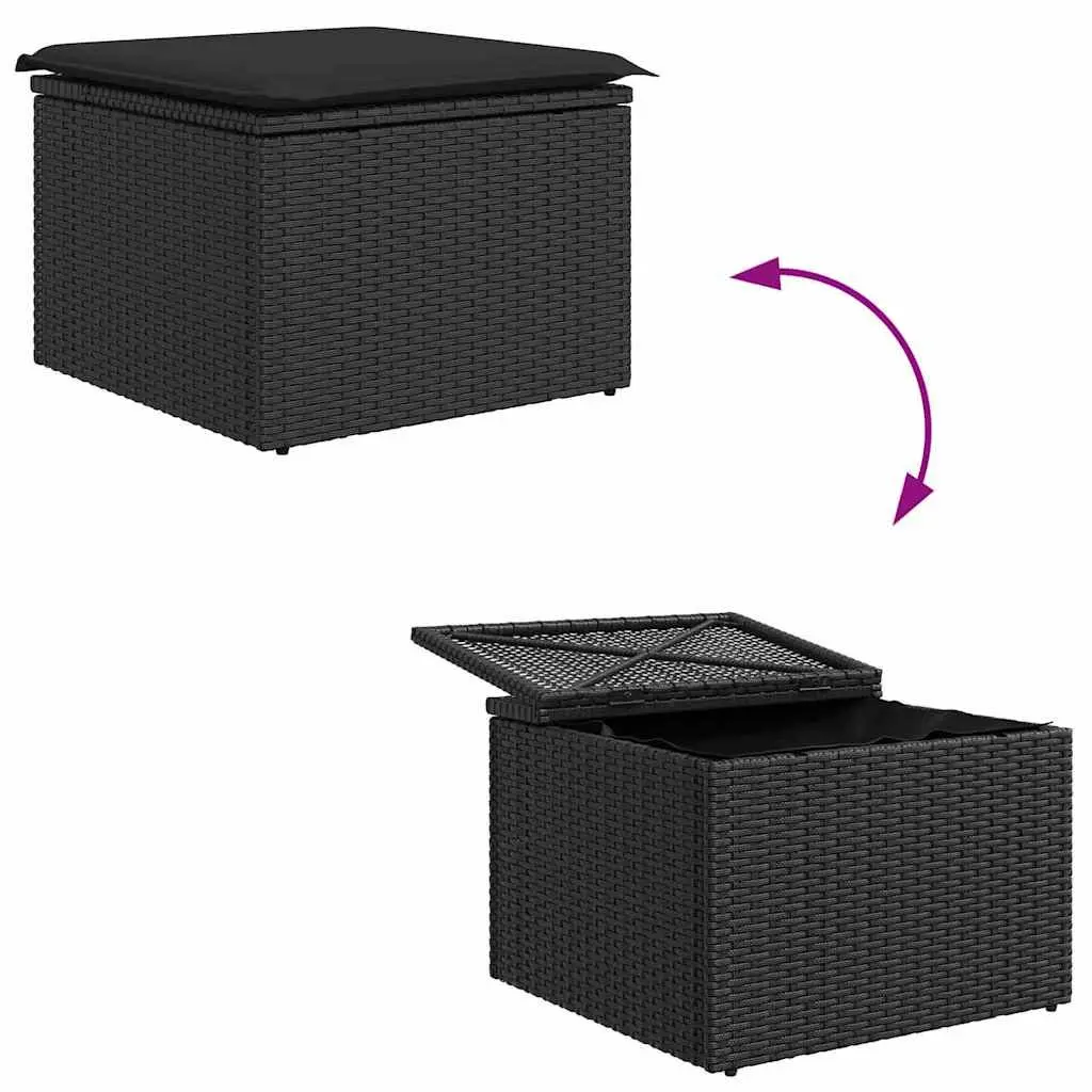 Garden Sofa Set 8 Pieces Black Poly Rattan Modular Outdoor Furniture with