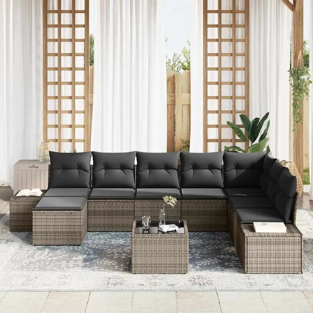 8-Piece Modular Grey Sofa Set for Outdoor Use