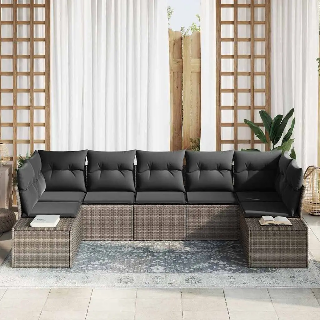 7-Piece Outdoor Rattan Sofa Set in Grey