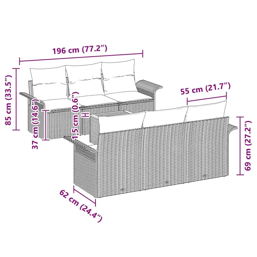 7-Piece Outdoor Sofa Set for Home Use